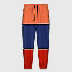 Брюки на резинке мужские Combined pattern striped orange red blue, цвет: 3D-принт