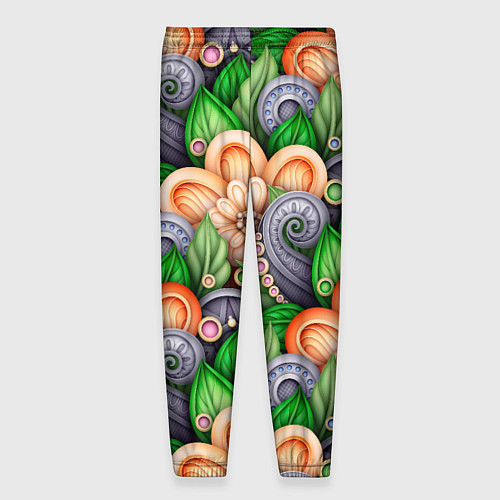 Мужские брюки Объемные лепестки цветов и листья / 3D-принт – фото 2