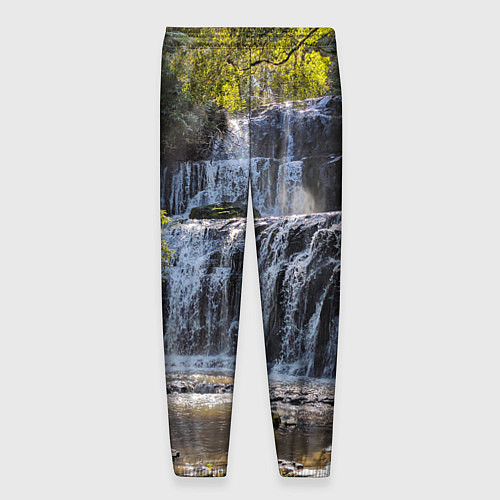 Мужские брюки Водопад, солнечные лучи и лес / 3D-принт – фото 2