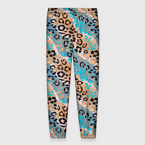 Мужские брюки Леопардовый узор на синих, бежевых диагональных по / 3D-принт – фото 2