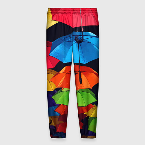 Мужские брюки Разноцветные зонтики - композиция / 3D-принт – фото 2