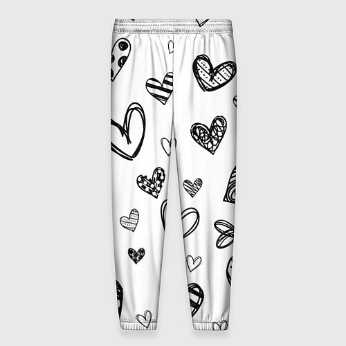 Мужские брюки Сердца нарисованные карандашом / 3D-принт – фото 2