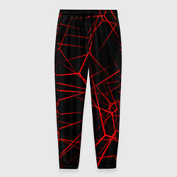 Брюки на резинке мужские Красные линии на черном фоне, цвет: 3D-принт