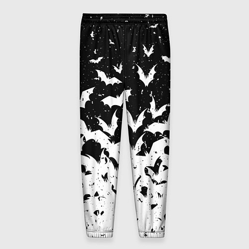 Мужские брюки Black and white bat pattern / 3D-принт – фото 2