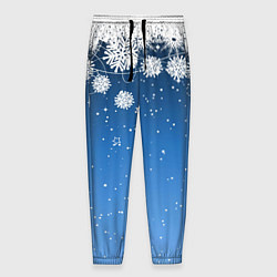 Мужские брюки Снежный узор на синем фоне