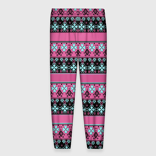 Мужские брюки Черно-розовый скандинавский орнамент / 3D-принт – фото 2