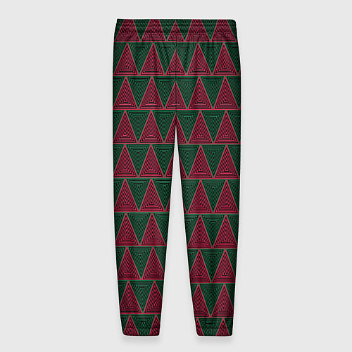 Мужские брюки Красные и зеленые треугольники / 3D-принт – фото 2