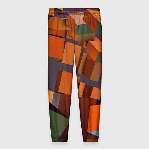 Мужские брюки Множество оранжевых кубов и фигур / 3D-принт – фото 2