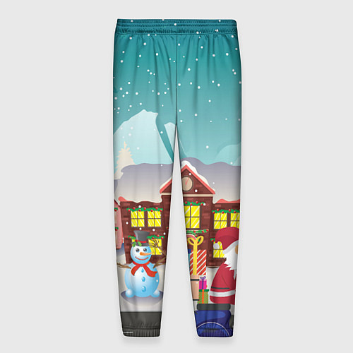 Мужские брюки В Новогоднюю ночь Дед Мороз едет на скутере с пода / 3D-принт – фото 2