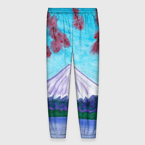 Мужские брюки Цветение сакуры Фудзияма / 3D-принт – фото 2