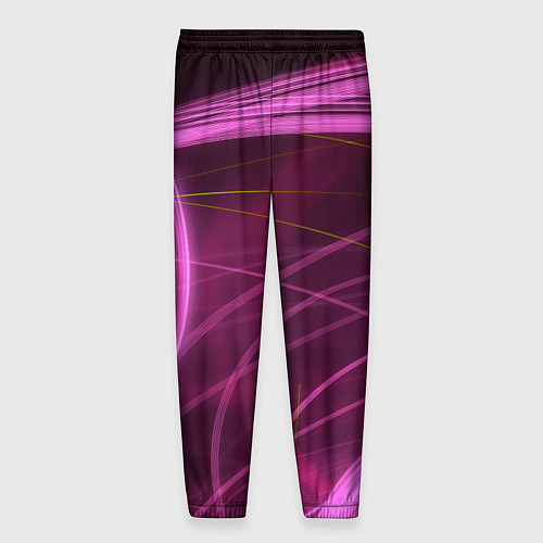 Мужские брюки Абстрактные неоновые розовые линии во тьме / 3D-принт – фото 2