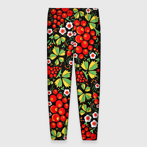 Мужские брюки Русские узоры - цветы и ягоды / 3D-принт – фото 2