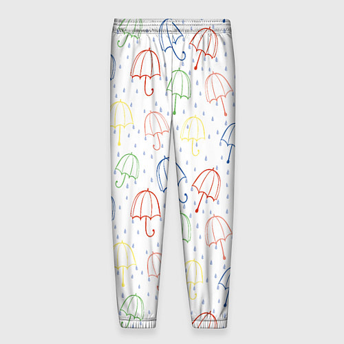 Мужские брюки Цветные зонтики с каплями дождя / 3D-принт – фото 2