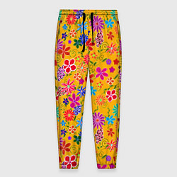 Мужские брюки Нарисованные цветы - орнамент
