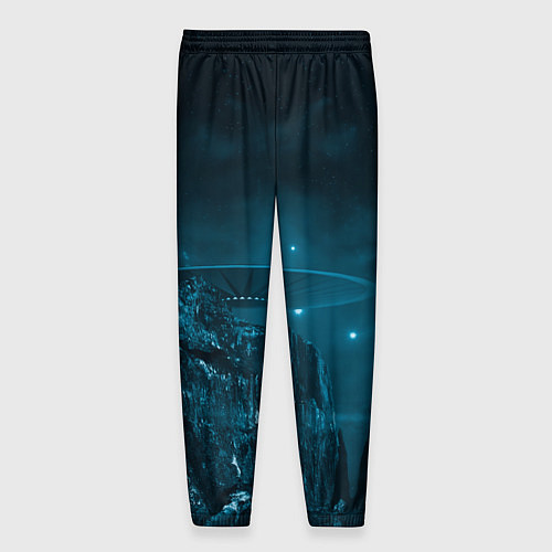 Мужские брюки Синий космос, горы и нло / 3D-принт – фото 2