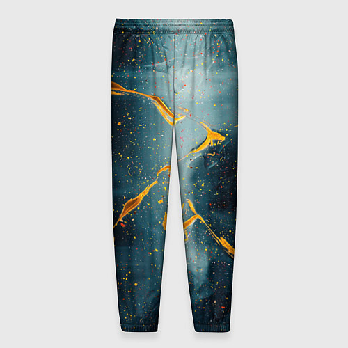 Мужские брюки Синий мрачный туман и оранжевые краски / 3D-принт – фото 2