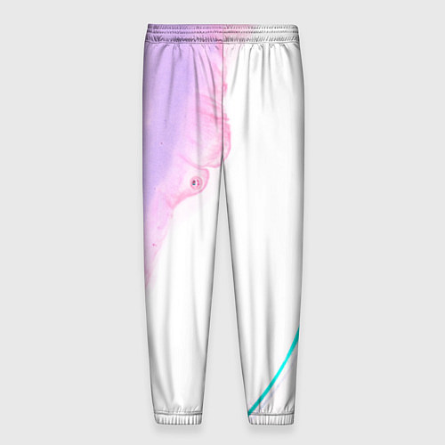 Мужские брюки Розовые и зелёные краски и линии на белом фоне / 3D-принт – фото 2