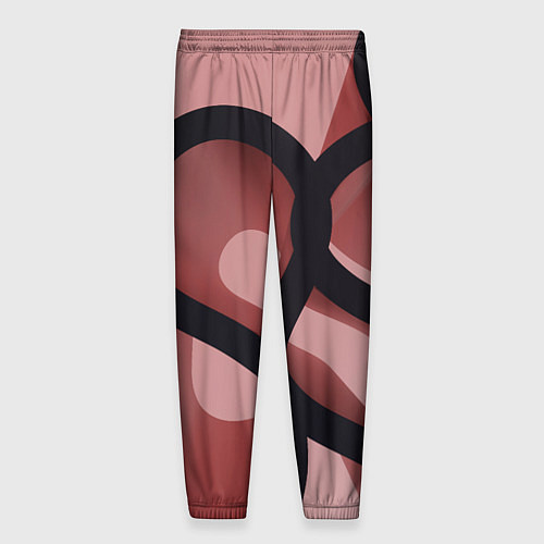 Мужские брюки Тёмные волнообразные линии на красном фоне / 3D-принт – фото 2