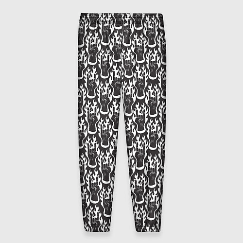 Мужские брюки Рука с жестом рок в пламени / 3D-принт – фото 2