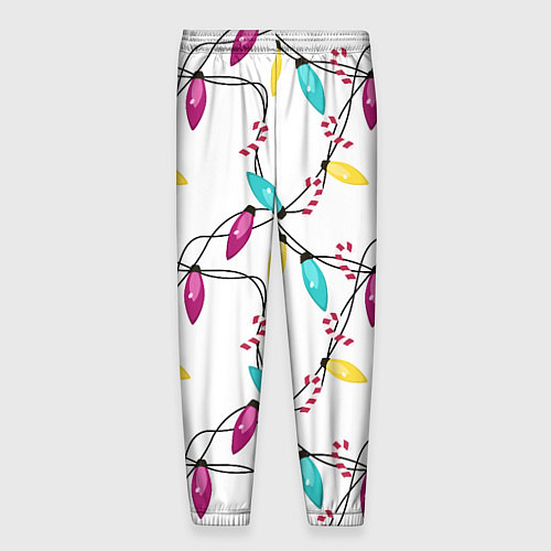 Мужские брюки Новогодняя гирлянда белая / 3D-принт – фото 2