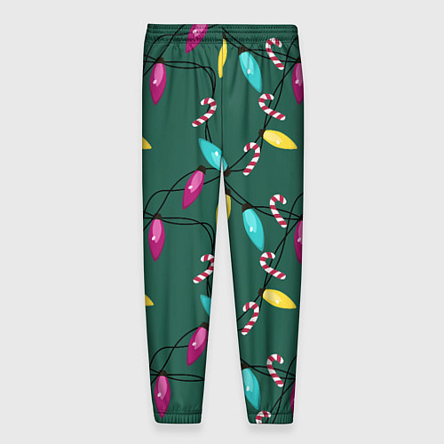 Мужские брюки Новогодняя гирлянда зеленая / 3D-принт – фото 2