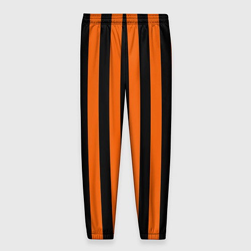 Мужские брюки Полосатый узор в красных оранжевых тонах на черном / 3D-принт – фото 2