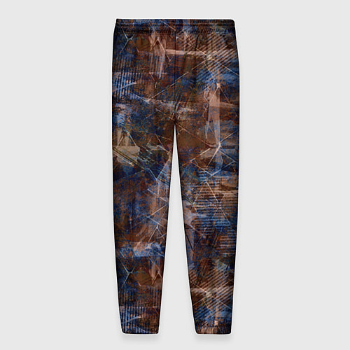 Мужские брюки Коричневый с синим абстрактный гранжевый / 3D-принт – фото 2