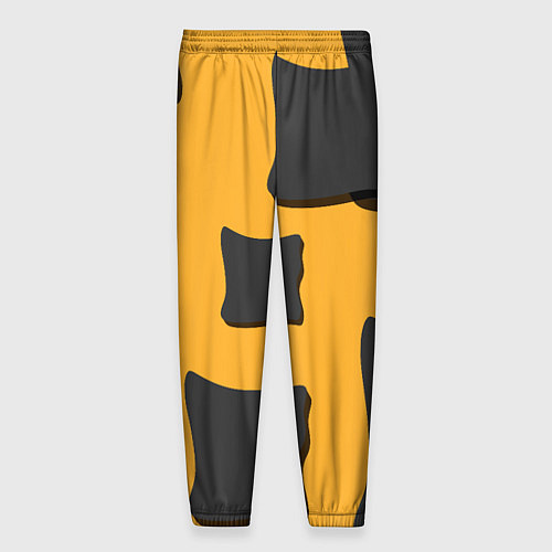 Мужские брюки Оранжевая абстракция и тёмные фигуры / 3D-принт – фото 2