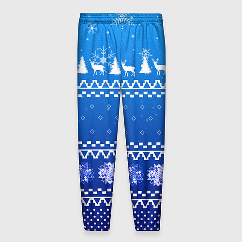 Мужские брюки Новогодний узор на синем фоне / 3D-принт – фото 2