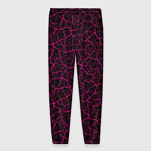 Мужские брюки Абстрактные розовые узоры в виде трещин на чёрном / 3D-принт – фото 2