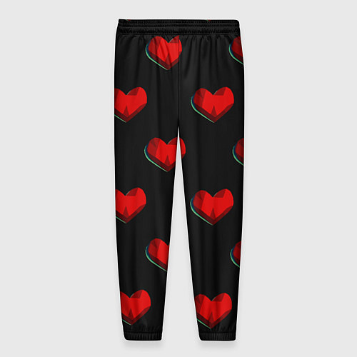 Мужские брюки Красные сердца полигоны / 3D-принт – фото 2