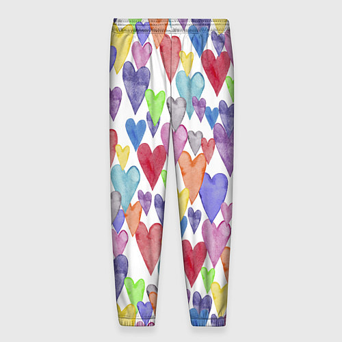 Мужские брюки Разноцветные сердечки Калейдоскоп / 3D-принт – фото 2