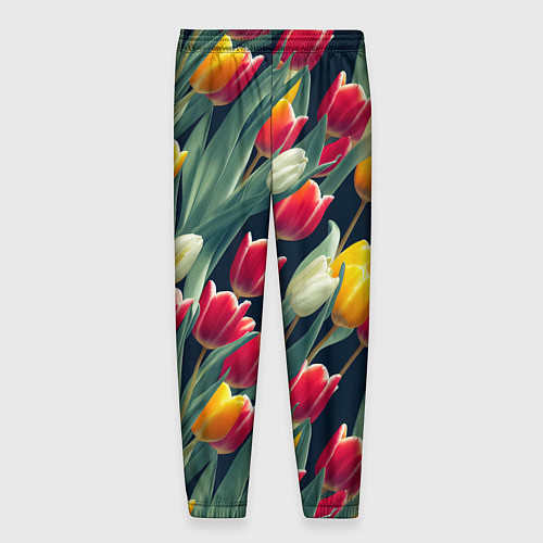 Мужские брюки Много тюльпанов / 3D-принт – фото 2