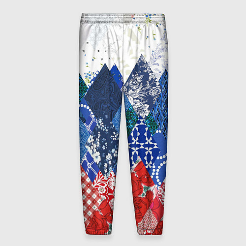 Мужские брюки Флаг России в стиле пэчворк / 3D-принт – фото 2