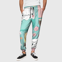 Брюки на резинке мужские Милые предметы с лицами, цвет: 3D-принт — фото 2