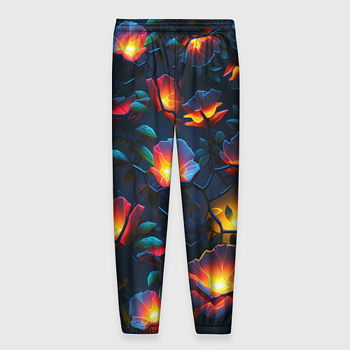 Мужские брюки Светящиеся цветы / 3D-принт – фото 2