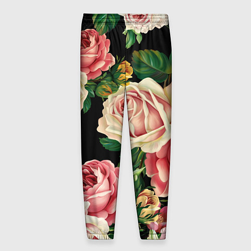 Мужские брюки Цветы на черном фоне / 3D-принт – фото 2