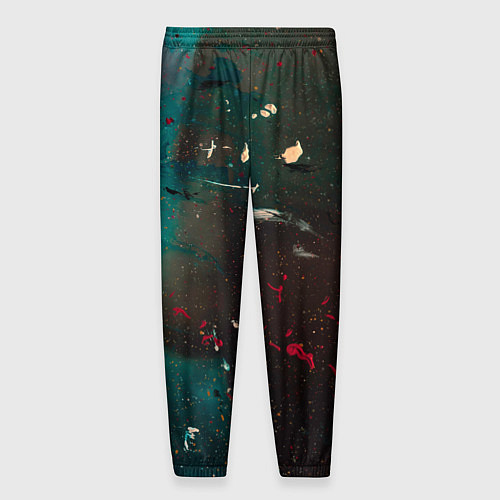 Мужские брюки Абстрактные тьма, светло-синий туман и мазки красо / 3D-принт – фото 2