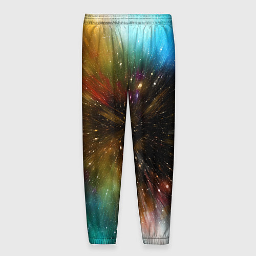 Мужские брюки Бескрайний космос - неон / 3D-принт – фото 2