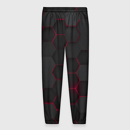 Мужские брюки Соты с красным свечением / 3D-принт – фото 2