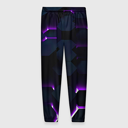 Мужские брюки Неоновые соты с подсветкой / 3D-принт – фото 2