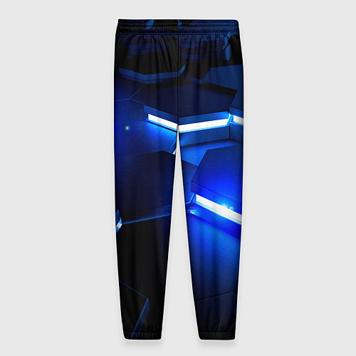 Мужские брюки Металлические соты с синей подсветкой / 3D-принт – фото 2