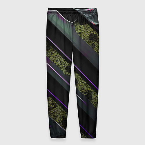 Мужские брюки Фиолетовые и зеленые вставки / 3D-принт – фото 2