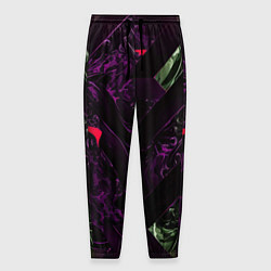 Мужские брюки Фиолетовая текстура с зелеными вставками