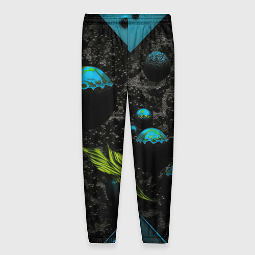 Мужские брюки Зеленые абстрактные листья / 3D-принт – фото 2