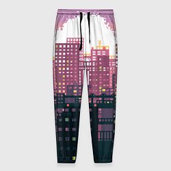 Мужские брюки Пиксельный пейзаж города - закат