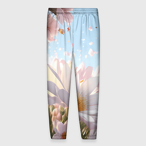 Мужские брюки Розовые цветы на фоне неба / 3D-принт – фото 2