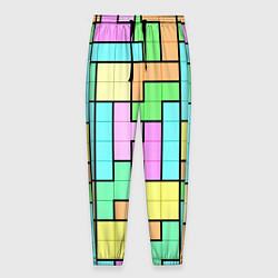 Брюки на резинке мужские Светлая стена из блоков Тетриса, цвет: 3D-принт