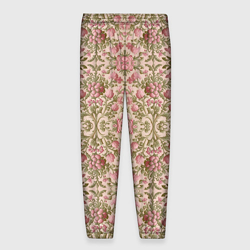 Мужские брюки Розовые цветы и вензеля / 3D-принт – фото 2