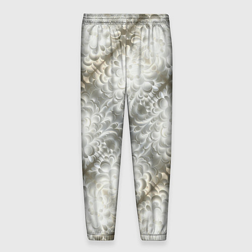 Мужские брюки Мягкие белые абстрактные цветы / 3D-принт – фото 2